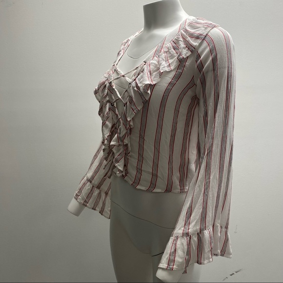 LACE up flowy striped top - Picture 2 of 5